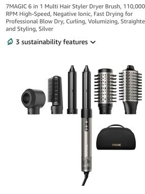 Magic Multi-Function Hair Styler Brush in Silver and Black